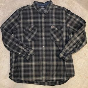 Carhartt Plaid Relaxed Fit Pearl Snap Shirt 2XL
